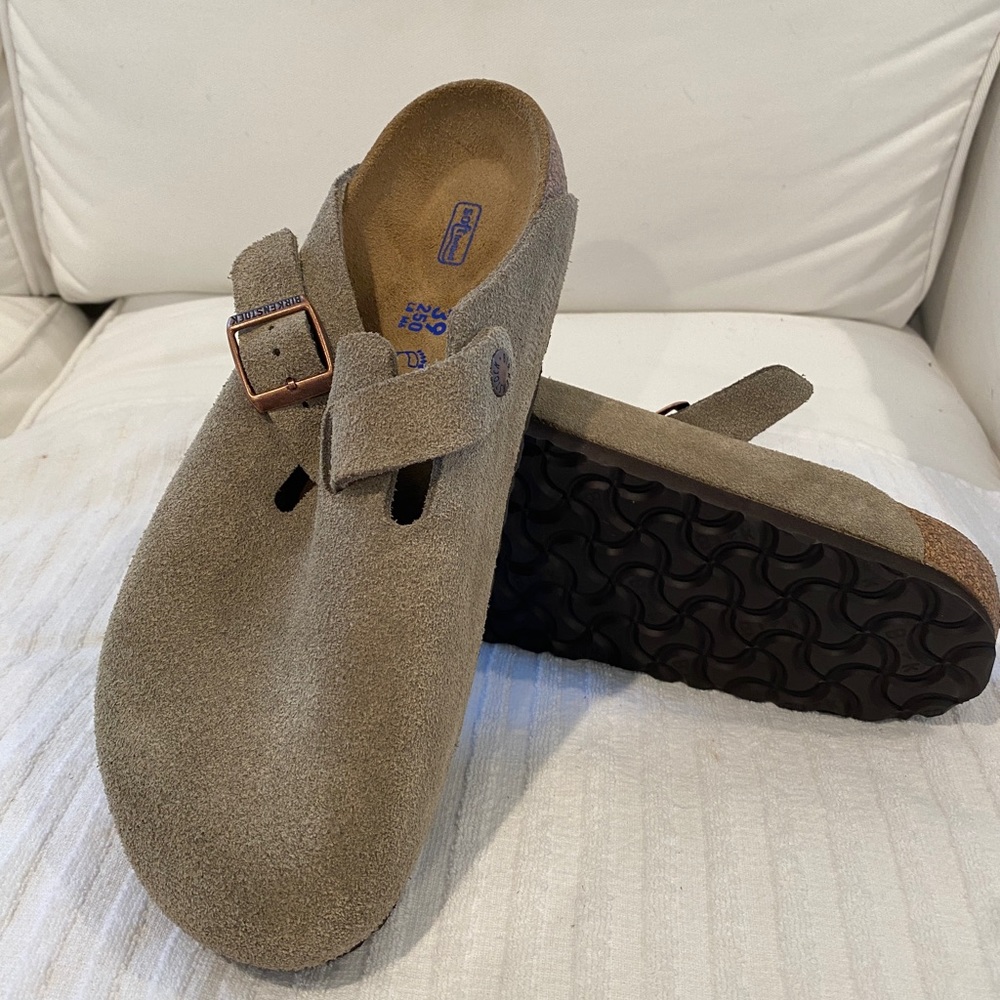 Birkenstock Boston Soft Footbed Clog - Size EU 39/ US 8-8.5, Taupe